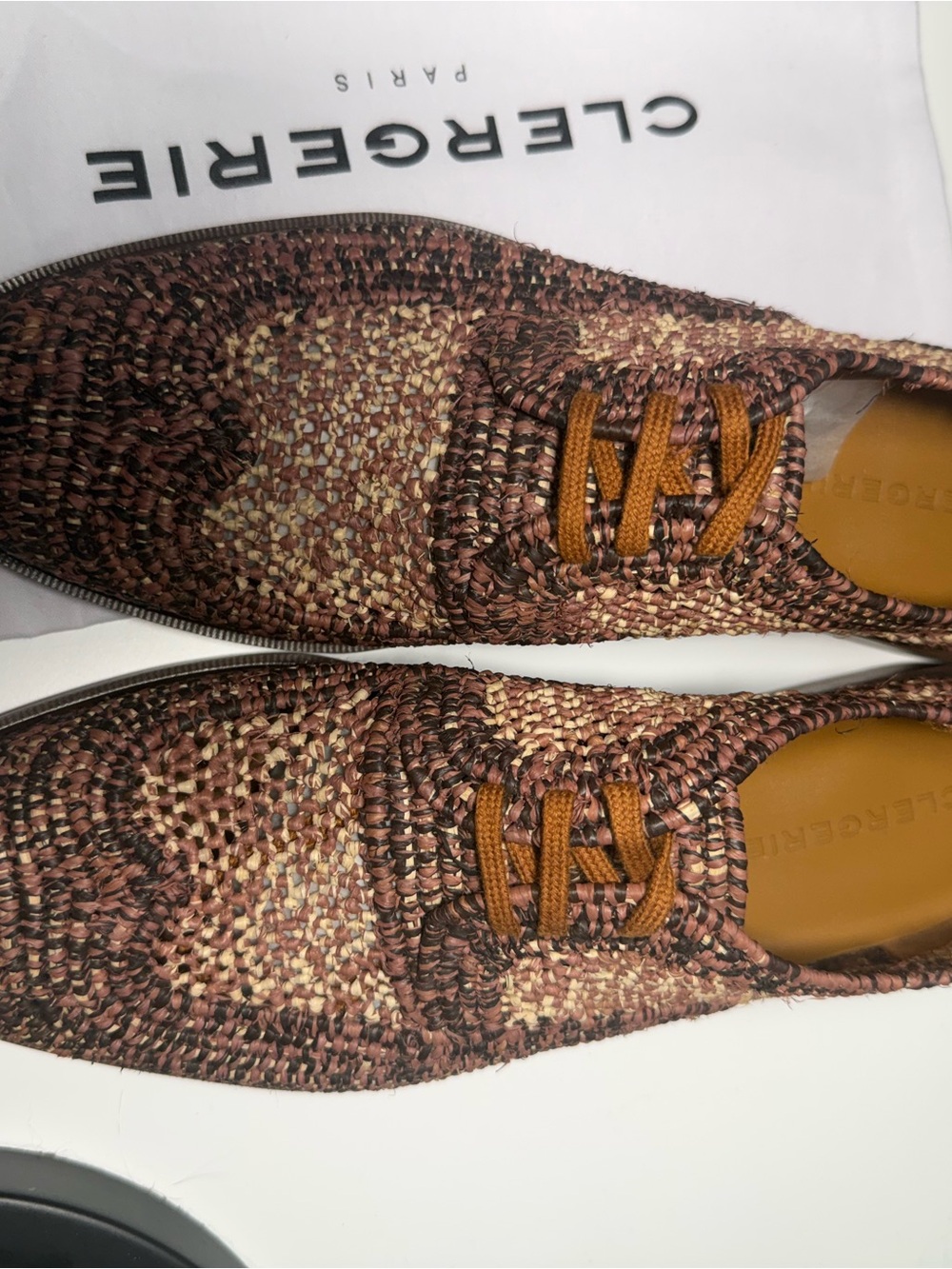 Robert Clergerie Women’s Brown and Tan Woven Lace-Up Flats! Amazing Quality!!